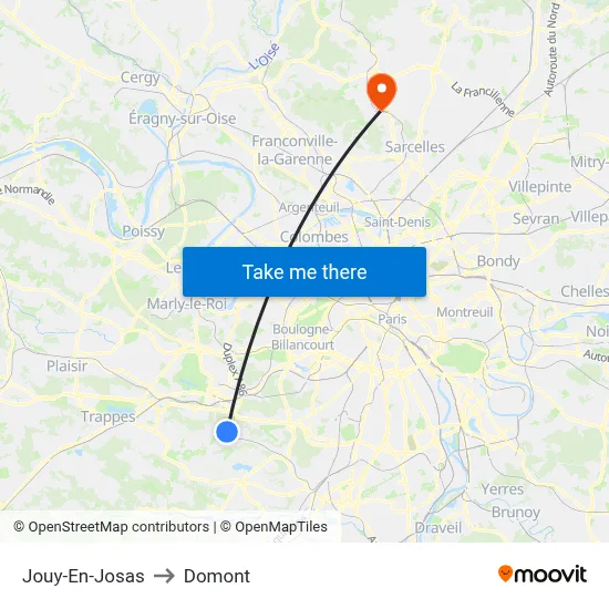 Jouy-En-Josas to Domont map
