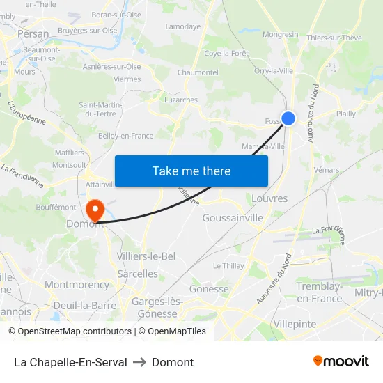 La Chapelle-En-Serval to Domont map