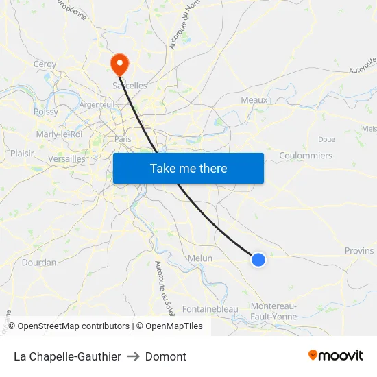 La Chapelle-Gauthier to Domont map