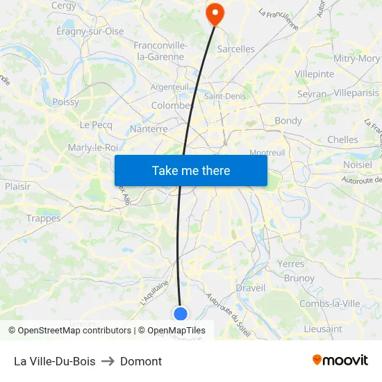 La Ville-Du-Bois to Domont map