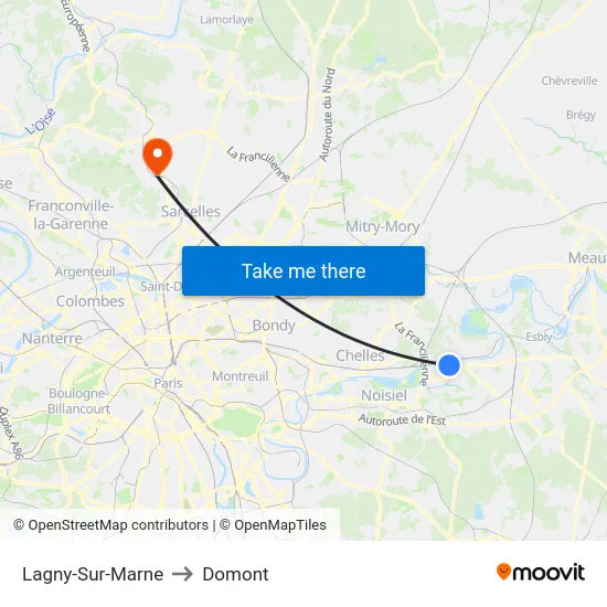 Lagny-Sur-Marne to Domont map