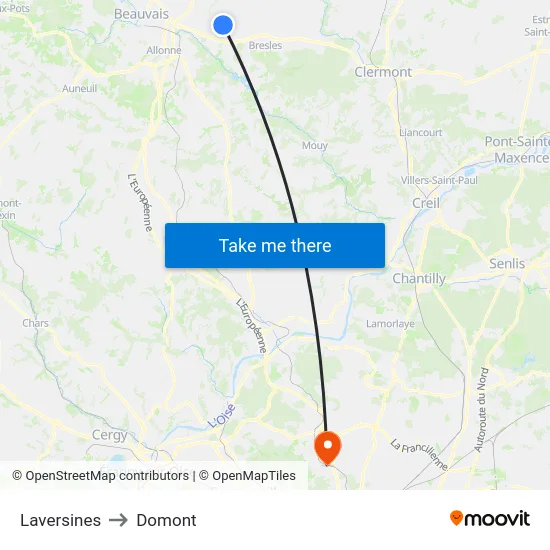 Laversines to Domont map