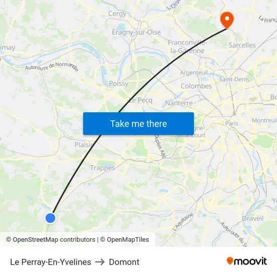 Le Perray-En-Yvelines to Domont map