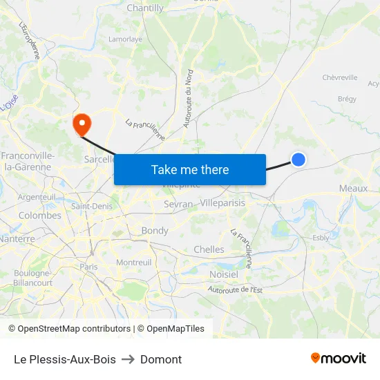 Le Plessis-Aux-Bois to Domont map