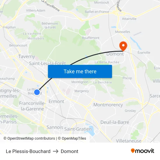 Le Plessis-Bouchard to Domont map