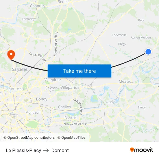Le Plessis-Placy to Domont map