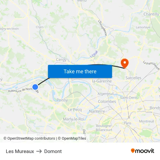 Les Mureaux to Domont map