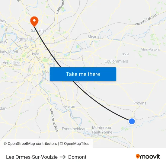 Les Ormes-Sur-Voulzie to Domont map