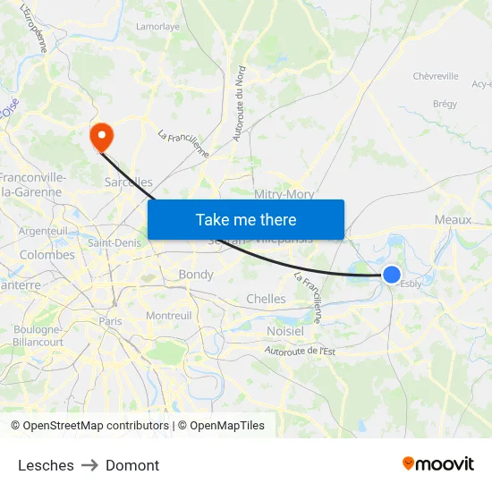 Lesches to Domont map