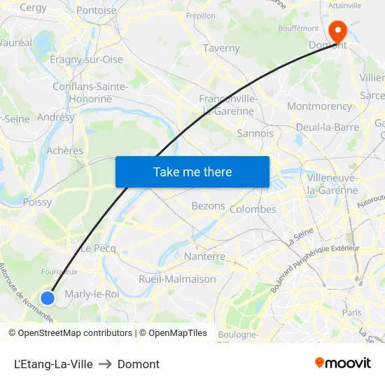 L'Etang-La-Ville to Domont map