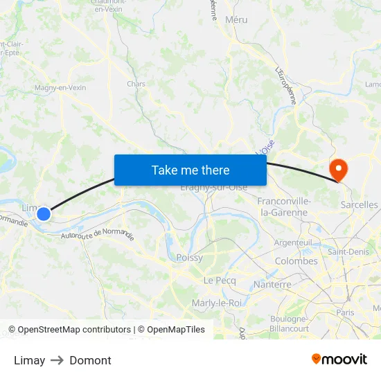 Limay to Domont map
