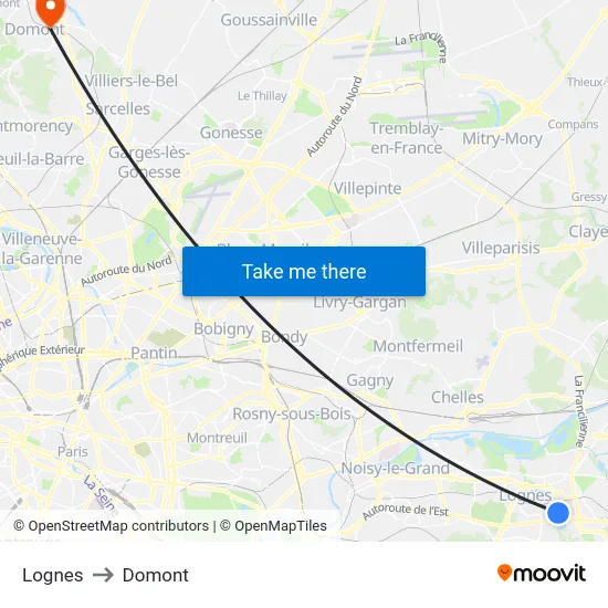 Lognes to Domont map
