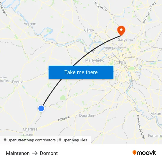 Maintenon to Domont map