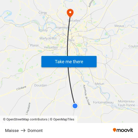 Maisse to Domont map