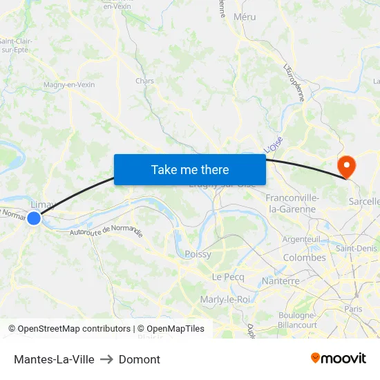 Mantes-La-Ville to Domont map