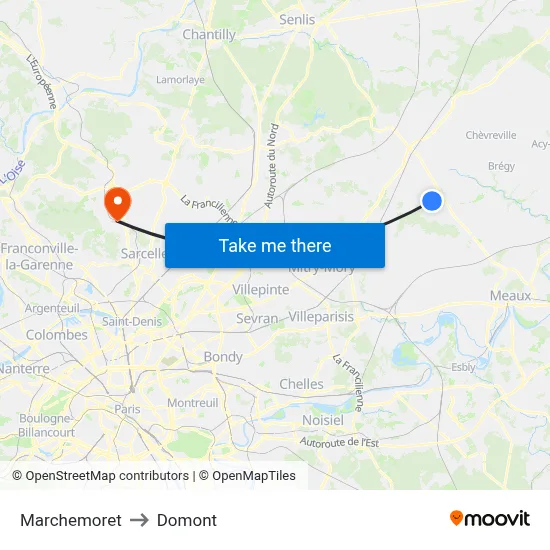 Marchemoret to Domont map