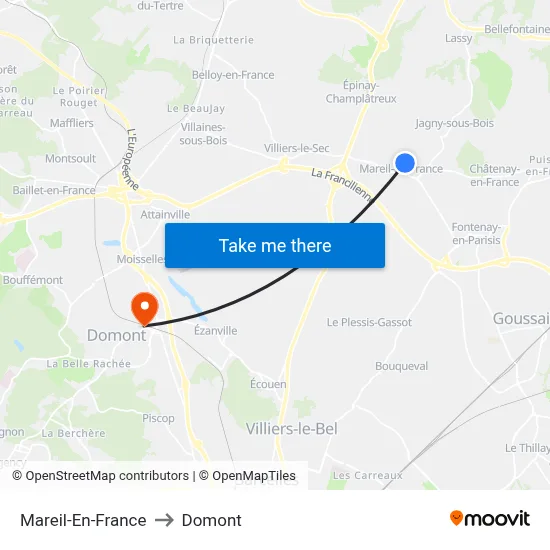 Mareil-En-France to Domont map