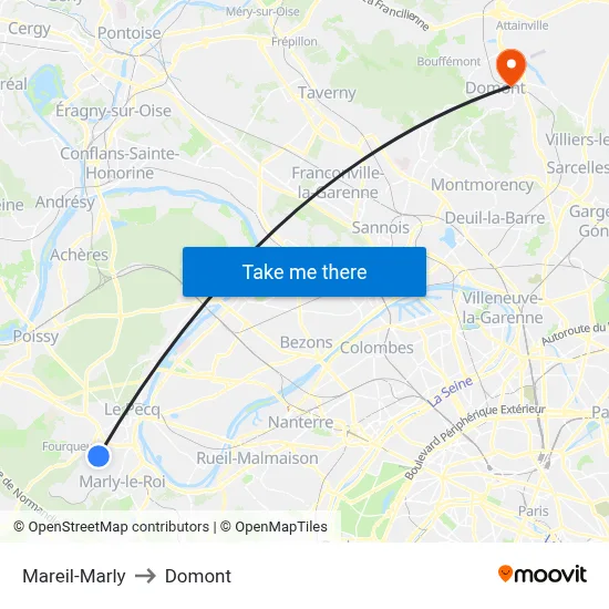 Mareil-Marly to Domont map