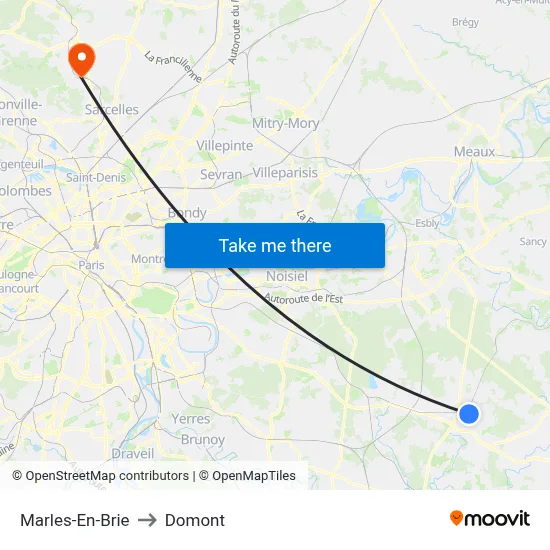 Marles-En-Brie to Domont map