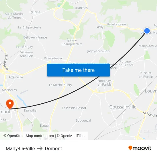 Marly-La-Ville to Domont map