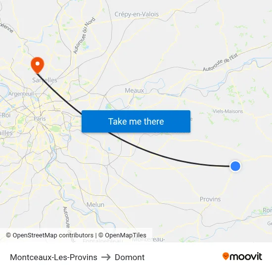 Montceaux-Les-Provins to Domont map