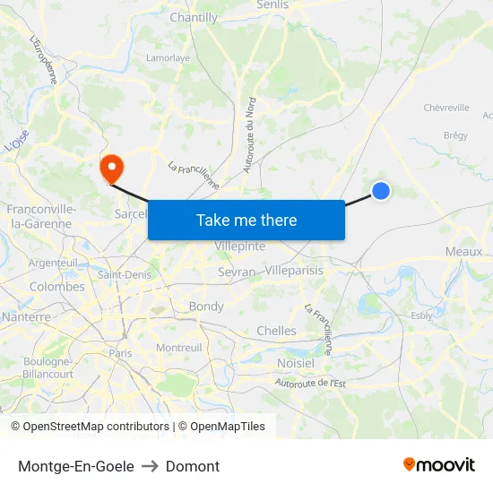 Montge-En-Goele to Domont map