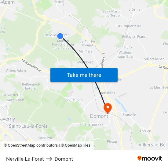 Nerville-La-Foret to Domont map
