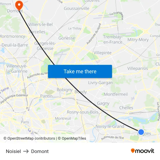 Noisiel to Domont map