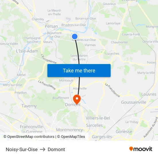 Noisy-Sur-Oise to Domont map