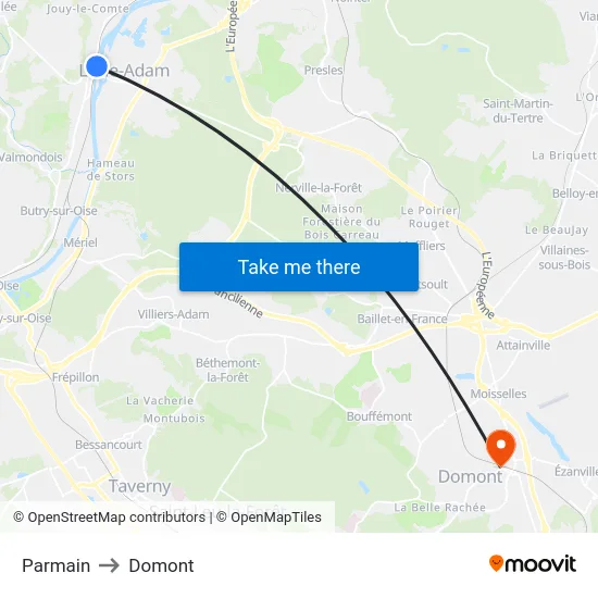 Parmain to Domont map