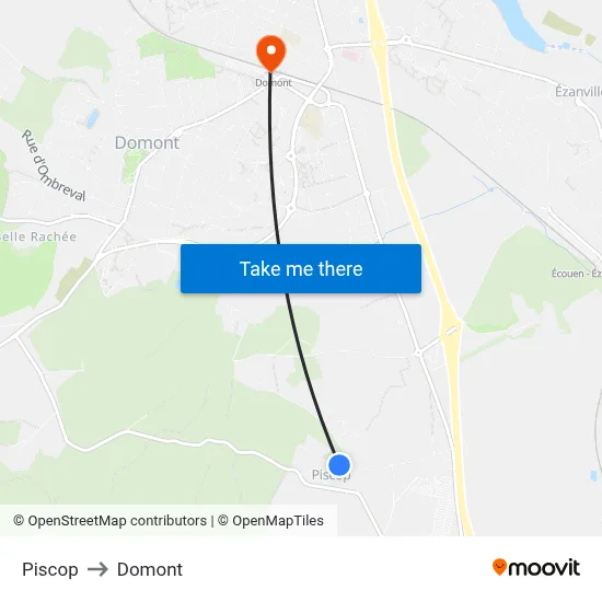 Piscop to Domont map