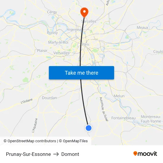 Prunay-Sur-Essonne to Domont map