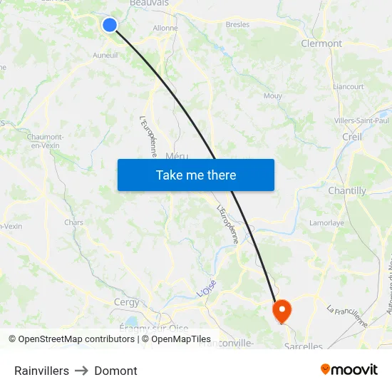 Rainvillers to Domont map