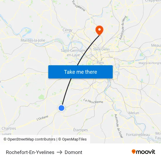 Rochefort-En-Yvelines to Domont map