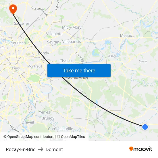 Rozay-En-Brie to Domont map