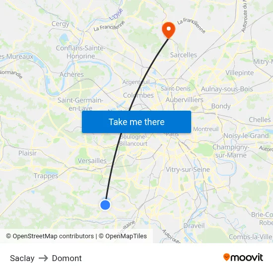 Saclay to Domont map