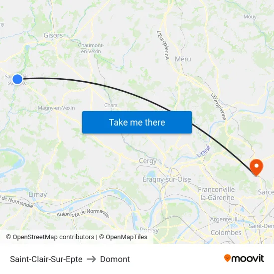 Saint-Clair-Sur-Epte to Domont map