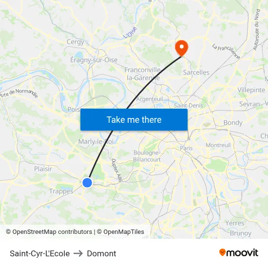 Saint-Cyr-L'Ecole to Domont map