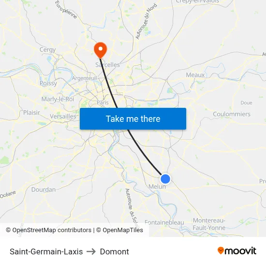 Saint-Germain-Laxis to Domont map