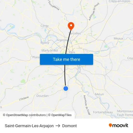 Saint-Germain-Les-Arpajon to Domont map