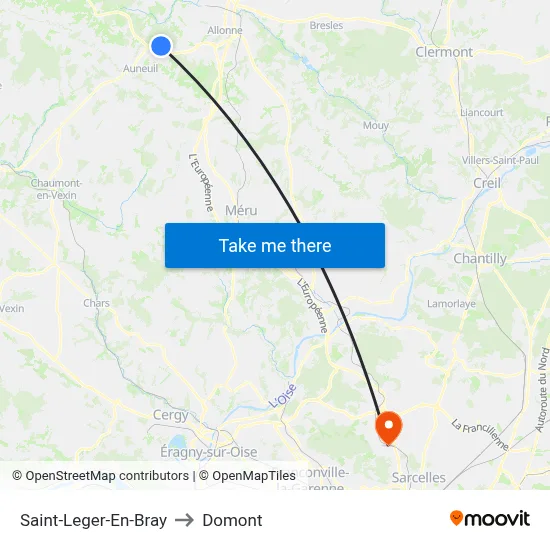 Saint-Leger-En-Bray to Domont map