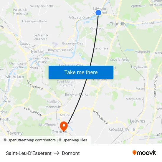 Saint-Leu-D'Esserent to Domont map