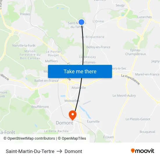 Saint-Martin-Du-Tertre to Domont map