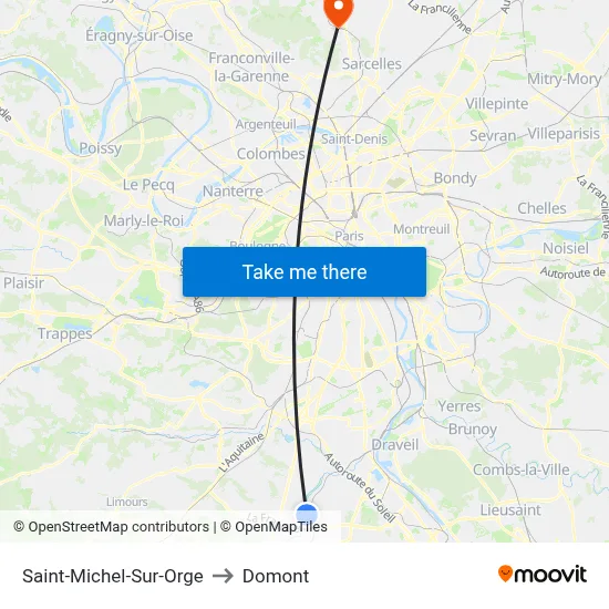 Saint-Michel-Sur-Orge to Domont map
