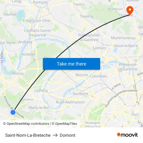 Saint-Nom-La-Breteche to Domont map