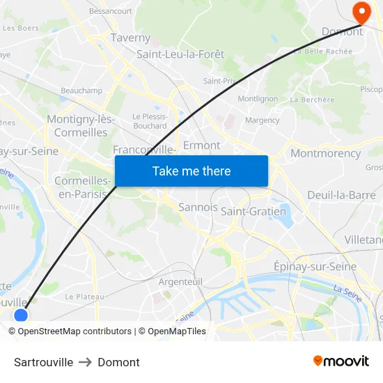 Sartrouville to Domont map