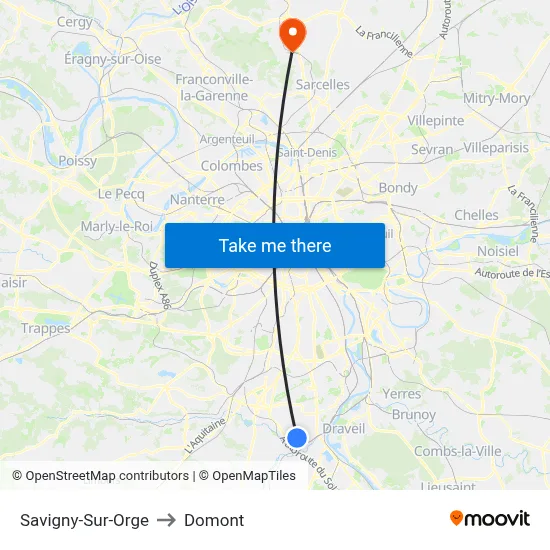 Savigny-Sur-Orge to Domont map