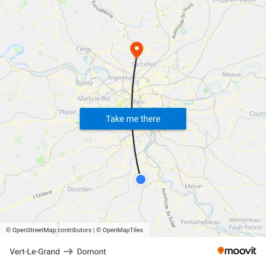 Vert-Le-Grand to Domont map