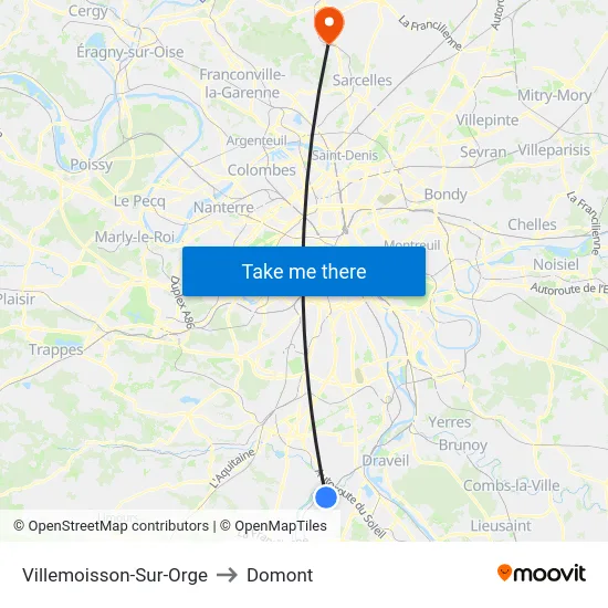 Villemoisson-Sur-Orge to Domont map