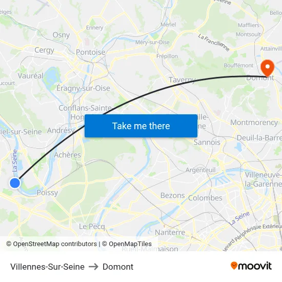 Villennes-Sur-Seine to Domont map